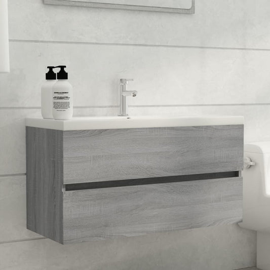 Mobile Sottolavabo 90X38,5X45Cm Legno Multistrato Grigio Sonoma