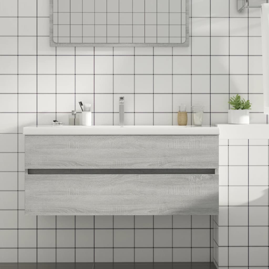 Mobile Sottolavabo 90X38,5X45Cm Legno Multistrato Grigio Sonoma