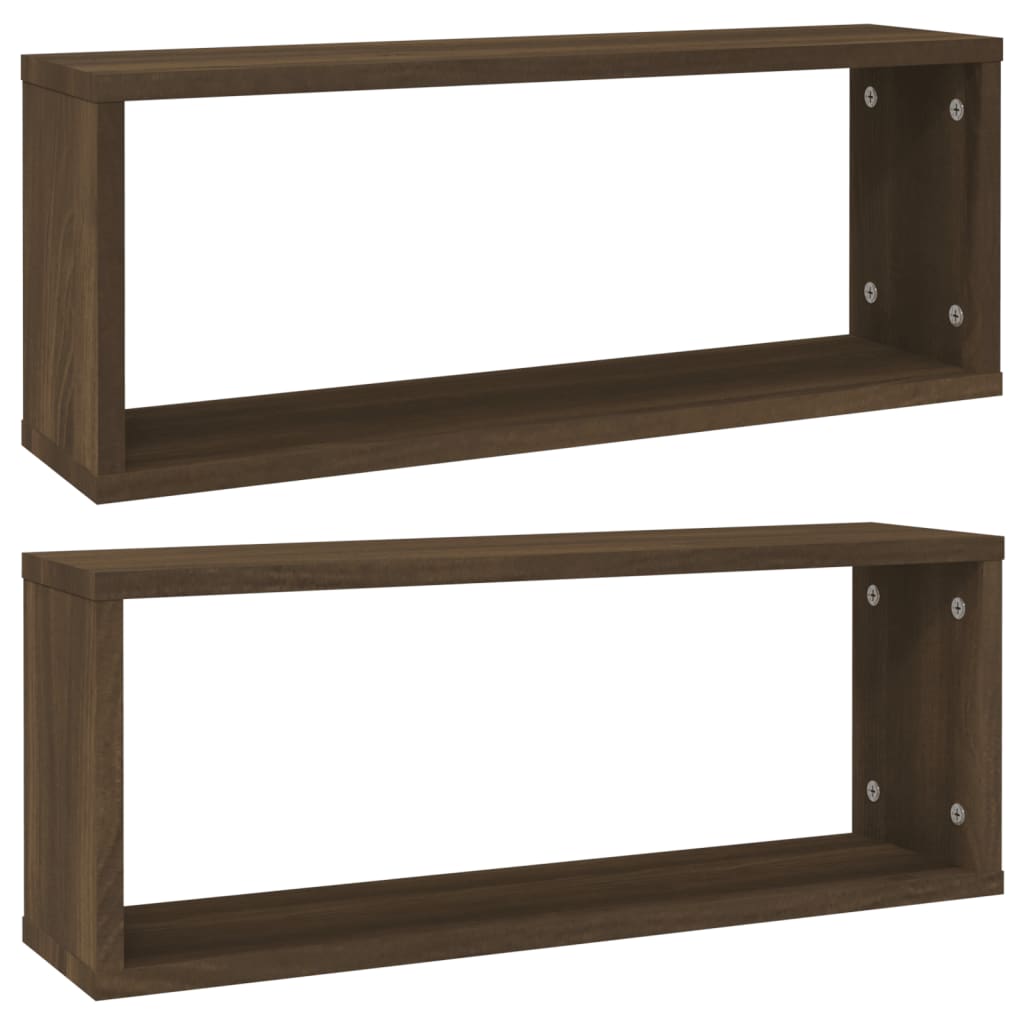 Mensole Cubo Muro 2Pz In Multistrato Rovere Marrone