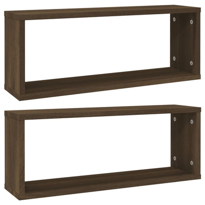 Mensole Cubo Muro 2Pz In Multistrato Rovere Marrone