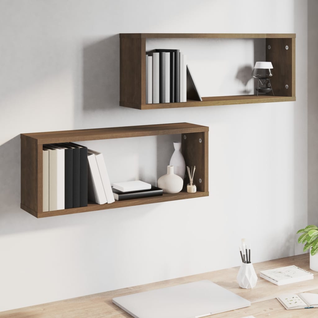 Mensole Cubo Muro 2Pz In Multistrato Rovere Marrone