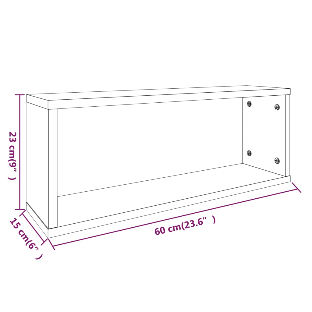 Mensole Cubo Muro 2Pz In Multistrato Rovere Marrone