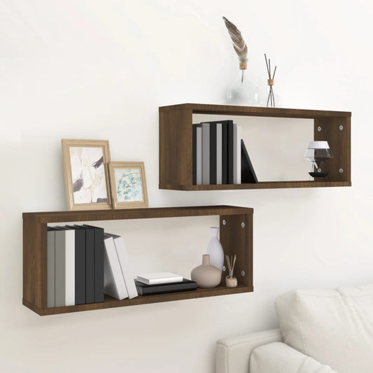 Mensole Cubo Muro 2Pz In Multistrato Rovere Marrone