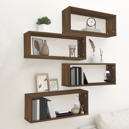Mensole Cubo Muro 2Pz In Multistrato Rovere Marrone