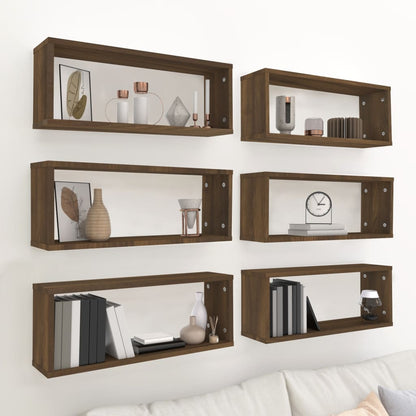 Mensole Cubo Muro 2Pz In Multistrato Rovere Marrone