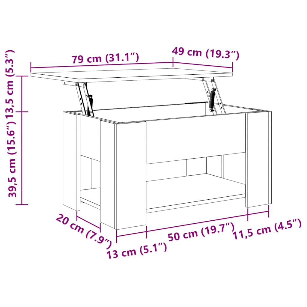 Tavolino Da Salotto Grigio Cemento 79X49X41Cm Legno Multistrato