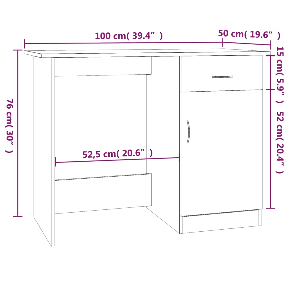 Scrivania 100X50X76 Cm In Legno Multistrato