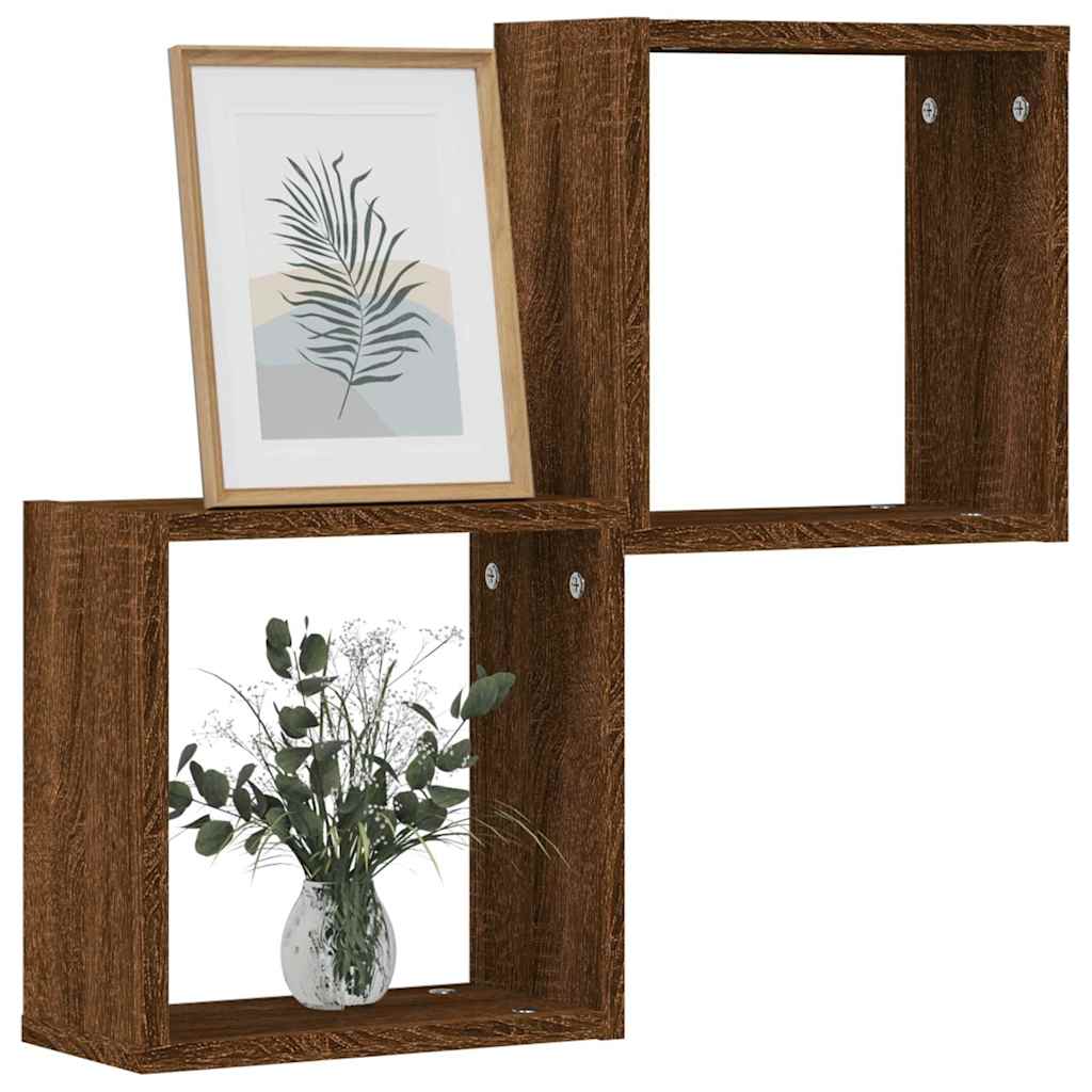 Mensole Cubo Muro 2Pz In Multistrato Rovere Marrone