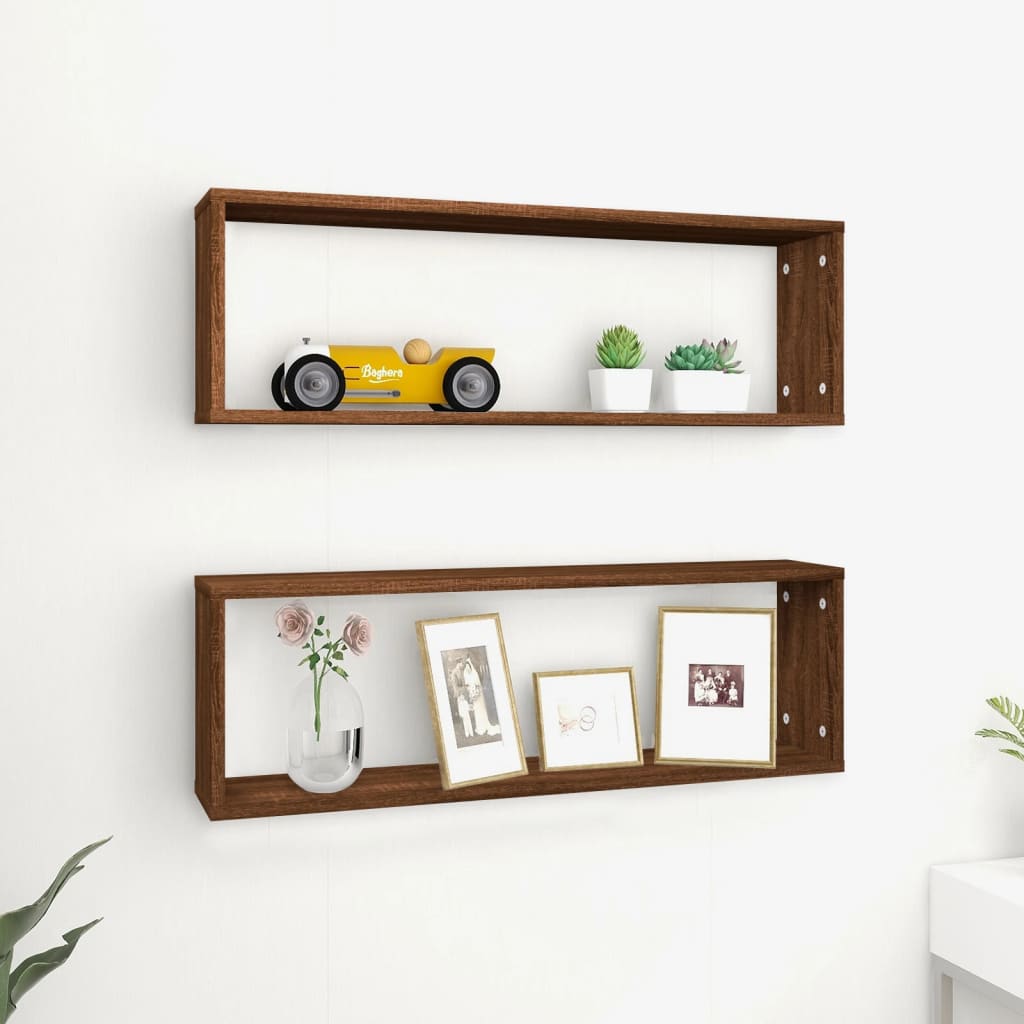 Mensole Cubo Muro 2Pz In Multistrato Rovere Marrone