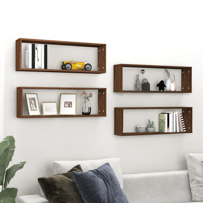 Mensole Cubo Muro 2Pz In Multistrato Rovere Marrone