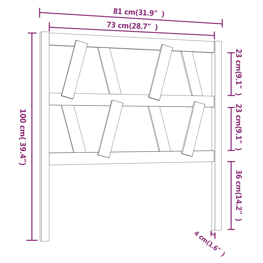 Testiera Per Letto Ambra 81X4X100 Cm In Legno Massello Di Pino