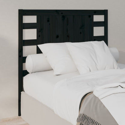 Testiera Per Letto Nera 106X4X100 Cm In Legno Massello Di Pino