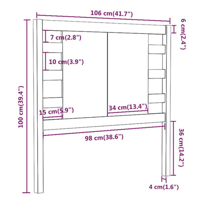 Testiera Per Letto Nera 106X4X100 Cm In Legno Massello Di Pino