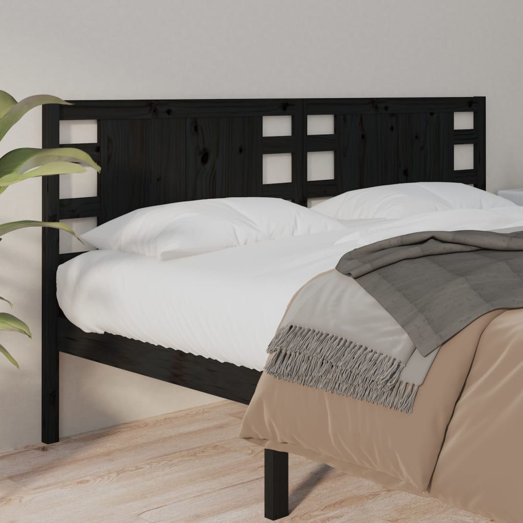 Testiera Per Letto Nera 106X4X100 Cm In Legno Massello Di Pino