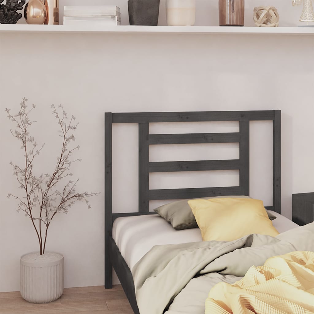 Testiera Per Letto Grigia 186X4X100Cm In Legno Massello Di Pino