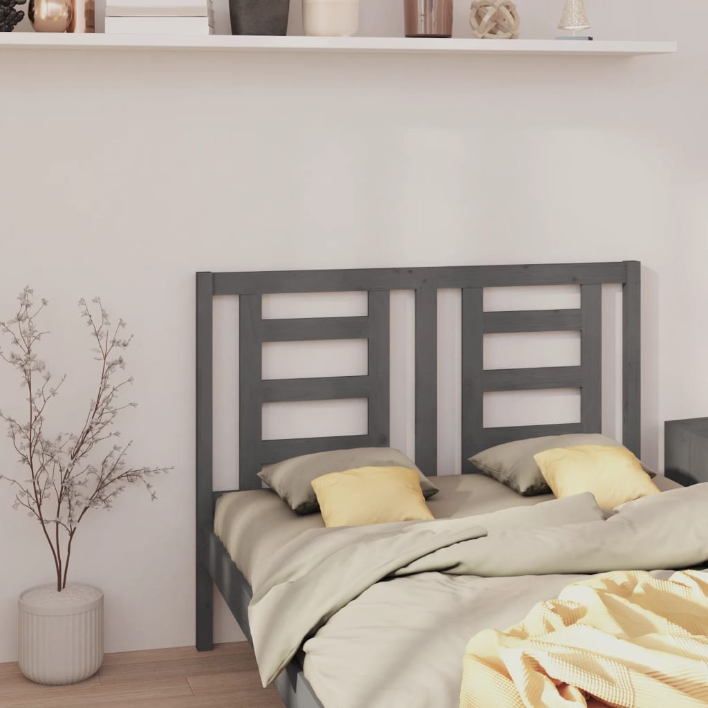 Testiera Per Letto Grigia 186X4X100Cm In Legno Massello Di Pino