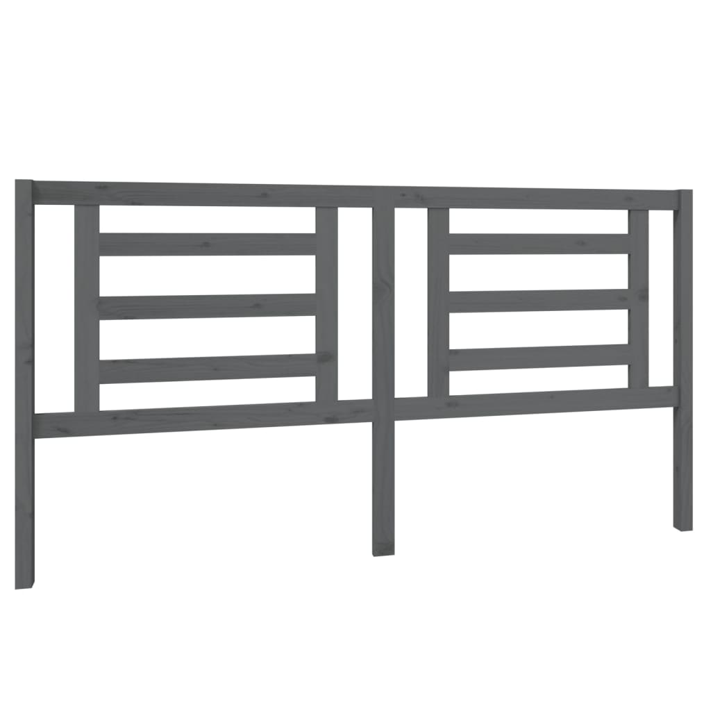 Testiera Per Letto Grigia 186X4X100Cm In Legno Massello Di Pino