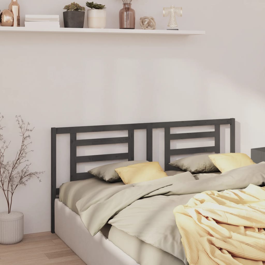 Testiera Per Letto Grigia 186X4X100Cm In Legno Massello Di Pino