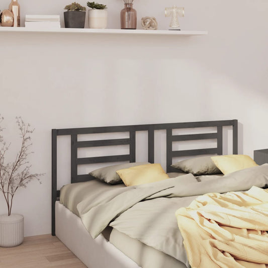 Testiera Per Letto Grigia 186X4X100Cm In Legno Massello Di Pino