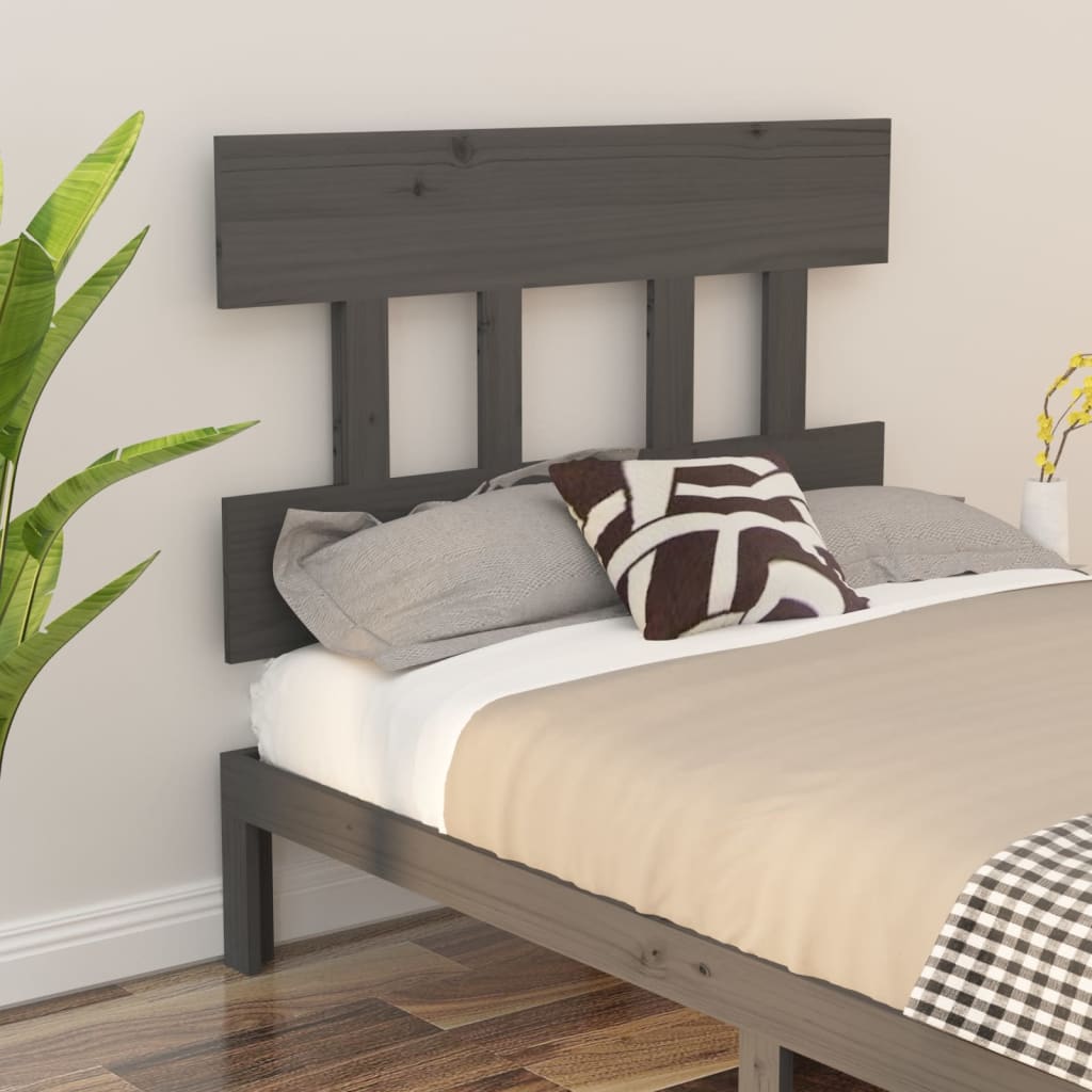 Testiera Per Letto Grigia 138,5X3X81 Cm Legno Massello Di Pino