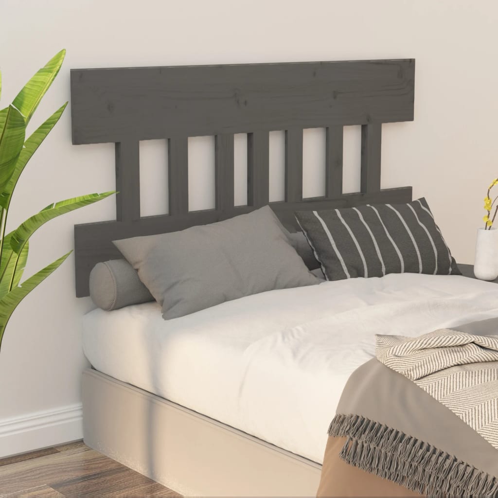 Testiera Per Letto Grigia 138,5X3X81 Cm Legno Massello Di Pino