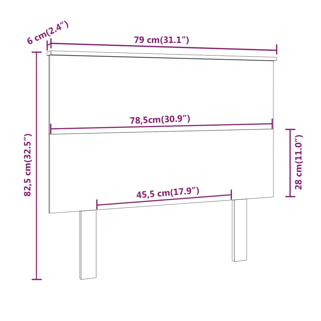 Testiera Per Letto Ambra 79X6X82,5 Cm In Legno Massello Di Pino