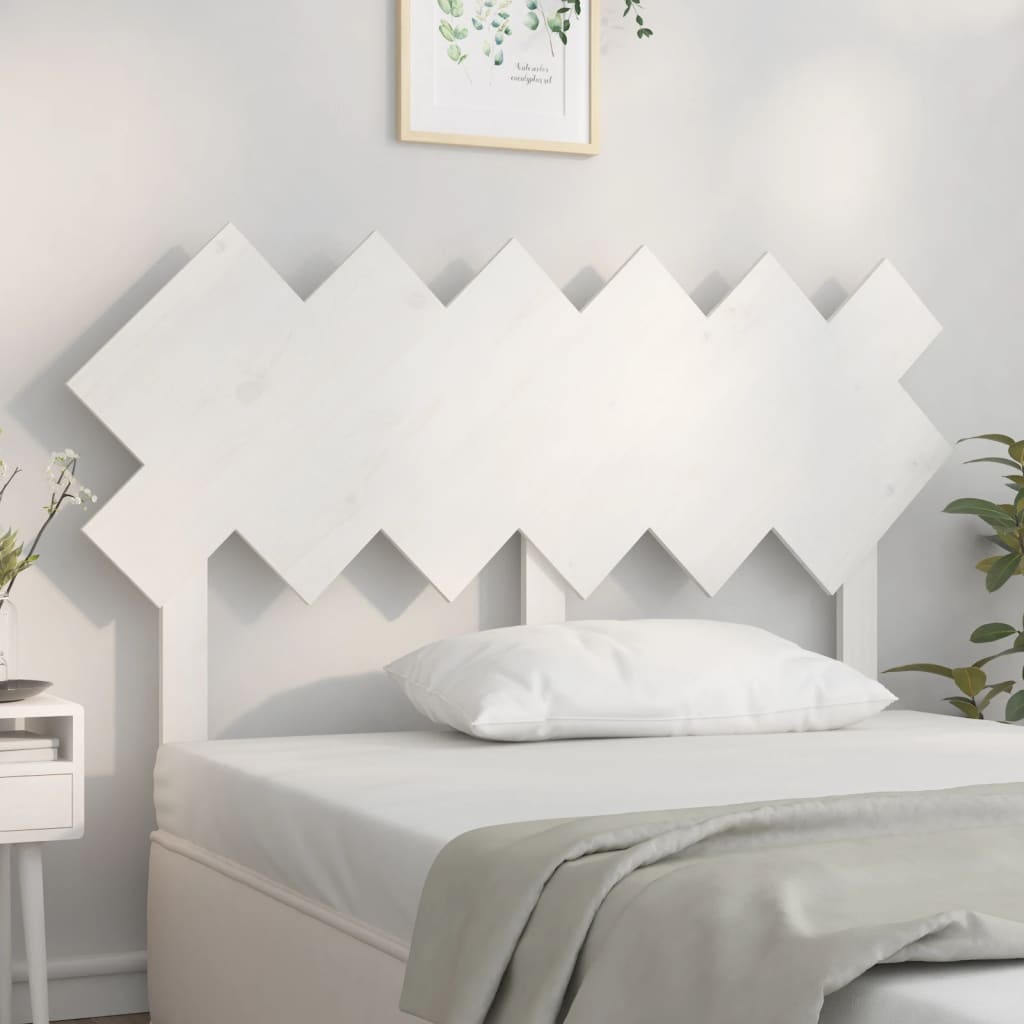 Testiera Per Letto Bianca 104X3X80,5 Cm Legno Massello Di Pino