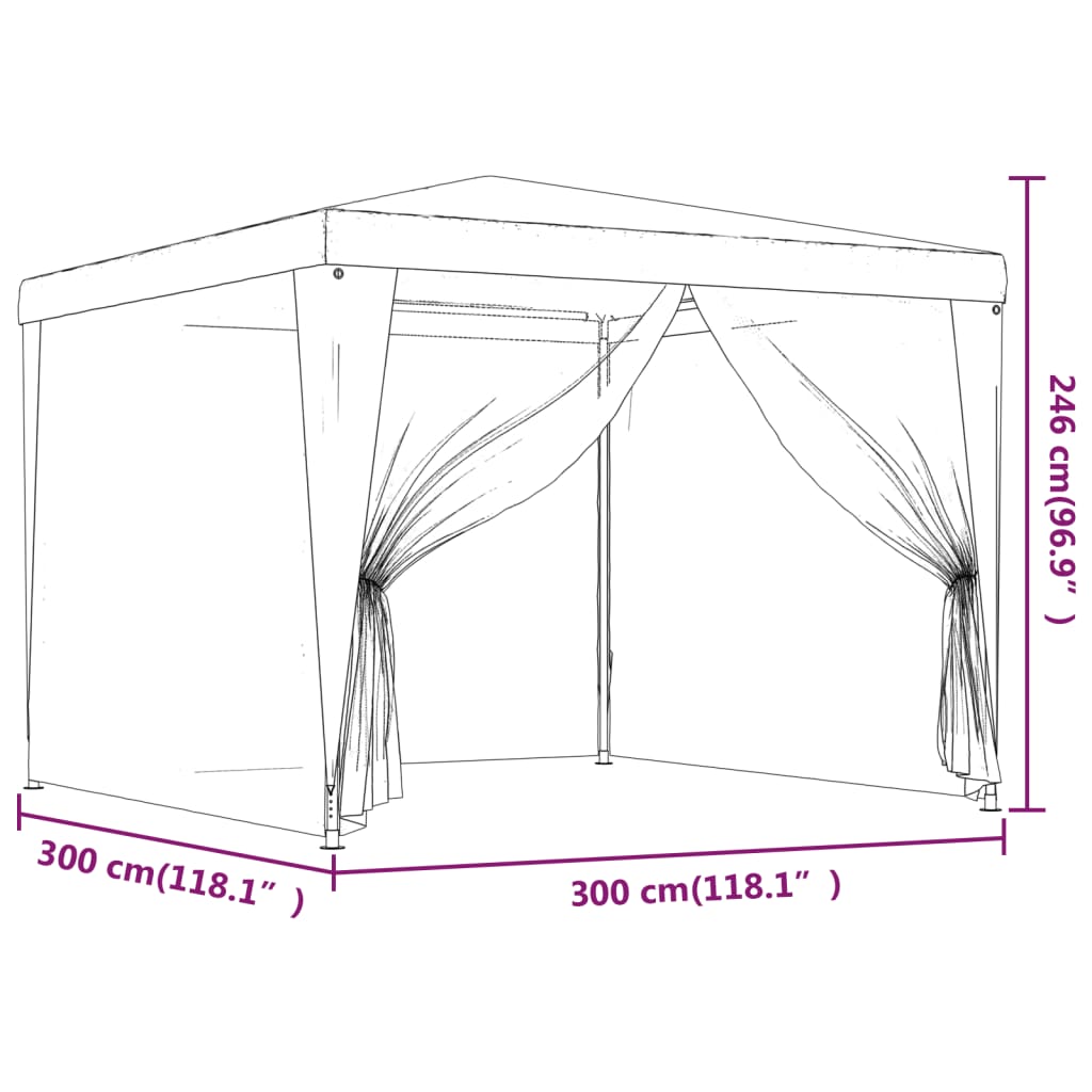 Tenda Per Feste Con 4 Pareti In Rete In Hdpe Antracite