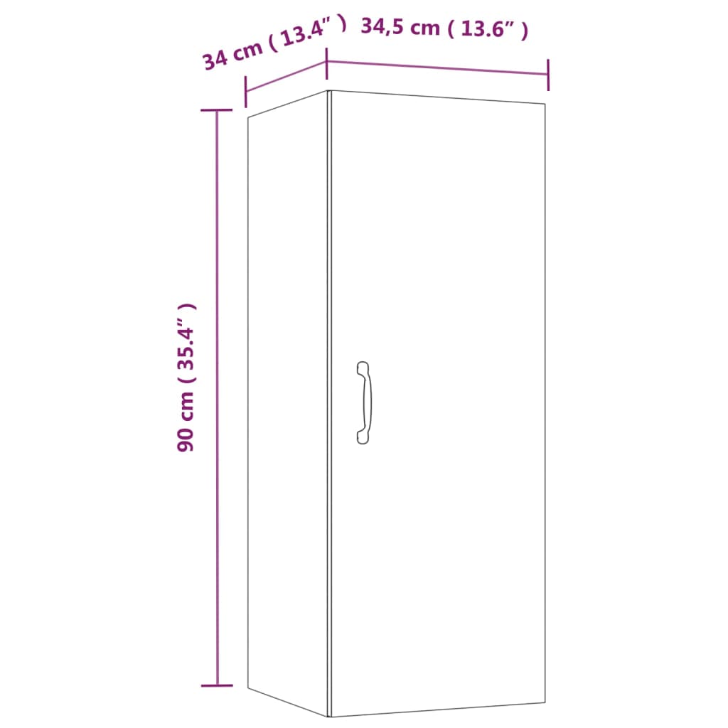 Armadietto A Muro 34,5X34X90Cm Legno Multistrato