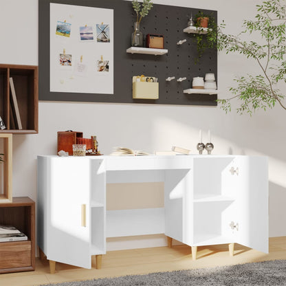 Scrivania Bianca 140X50X75 Cm In Legno Multistrato