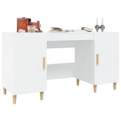 Scrivania Bianca 140X50X75 Cm In Legno Multistrato
