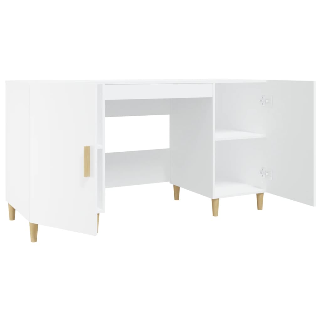 Scrivania Bianca 140X50X75 Cm In Legno Multistrato
