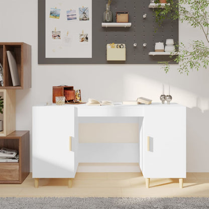 Scrivania Bianca 140X50X75 Cm In Legno Multistrato