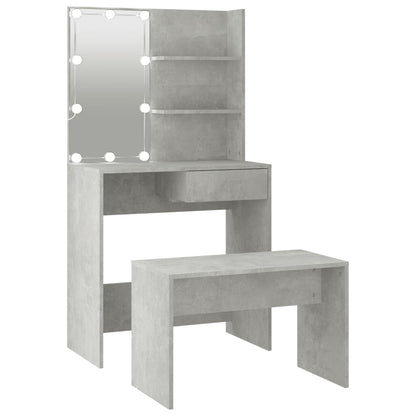 Set Tavolo Da Toeletta Grigio Cemento Con Led Legno Multistrato Talpa