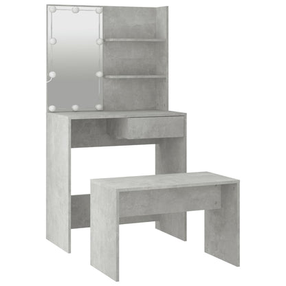 Set Tavolo Da Toeletta Grigio Cemento Con Led Legno Multistrato Talpa