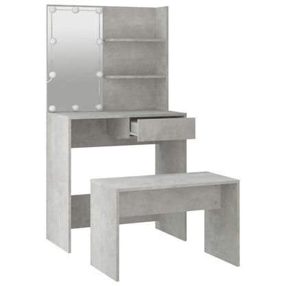 Set Tavolo Da Toeletta Grigio Cemento Con Led Legno Multistrato Talpa