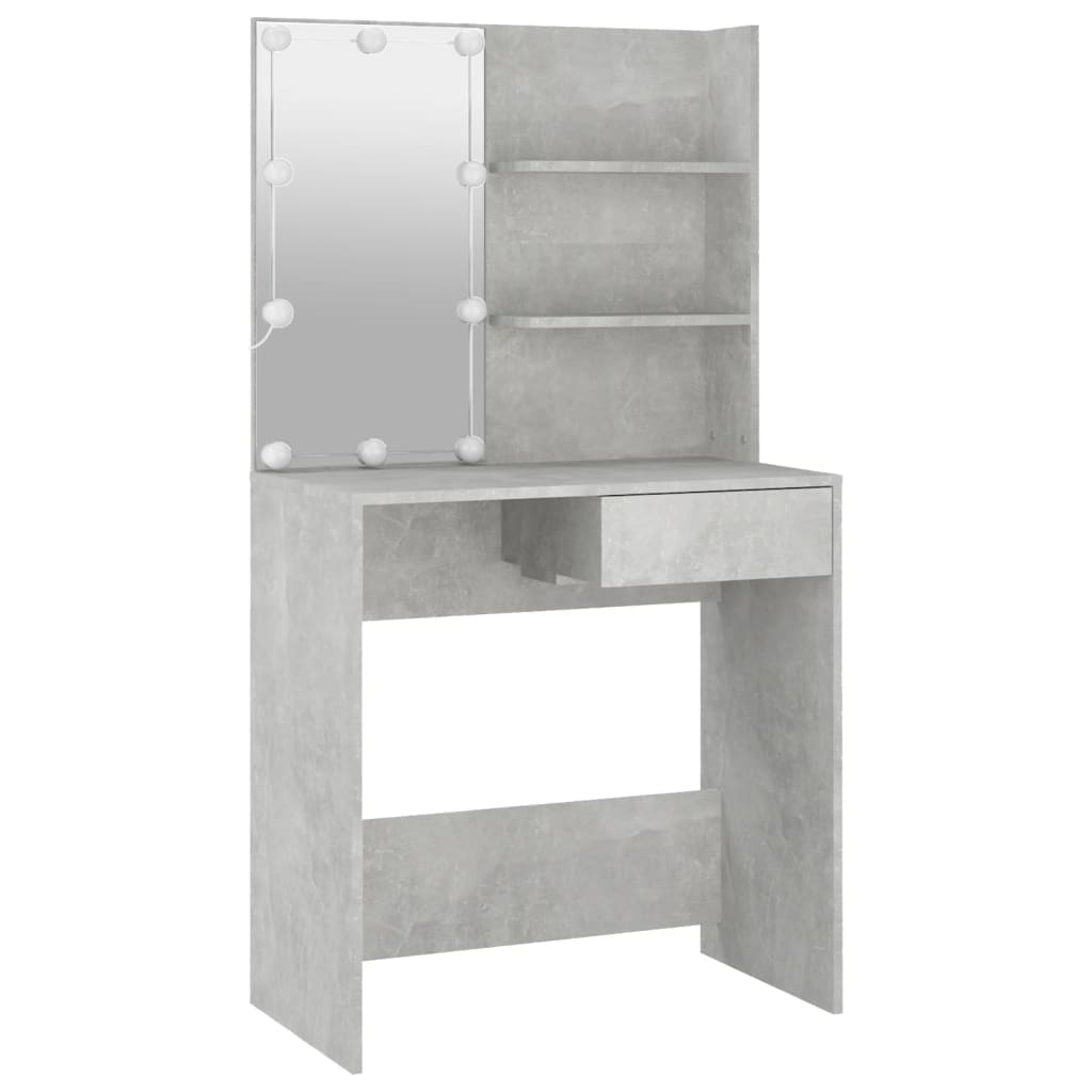 Set Tavolo Da Toeletta Grigio Cemento Con Led Legno Multistrato Talpa