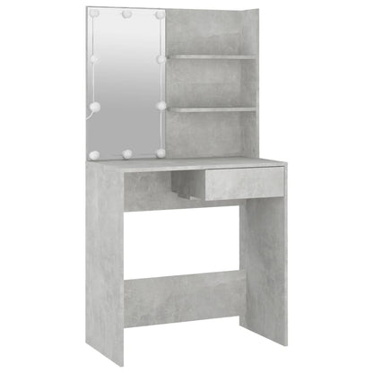 Set Tavolo Da Toeletta Grigio Cemento Con Led Legno Multistrato Talpa