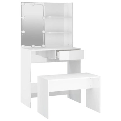 Set Tavolo Da Toeletta Bianco Lucido Con Led Legno Multistrato Talpa