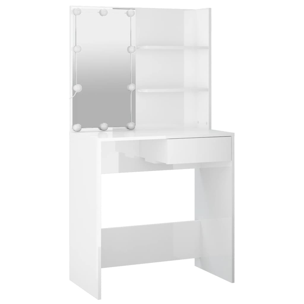 Set Tavolo Da Toeletta Bianco Lucido Con Led Legno Multistrato Talpa