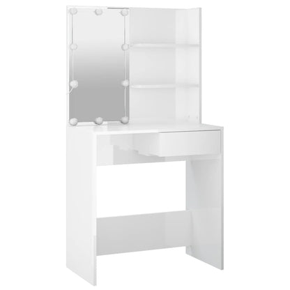 Set Tavolo Da Toeletta Bianco Lucido Con Led Legno Multistrato Talpa