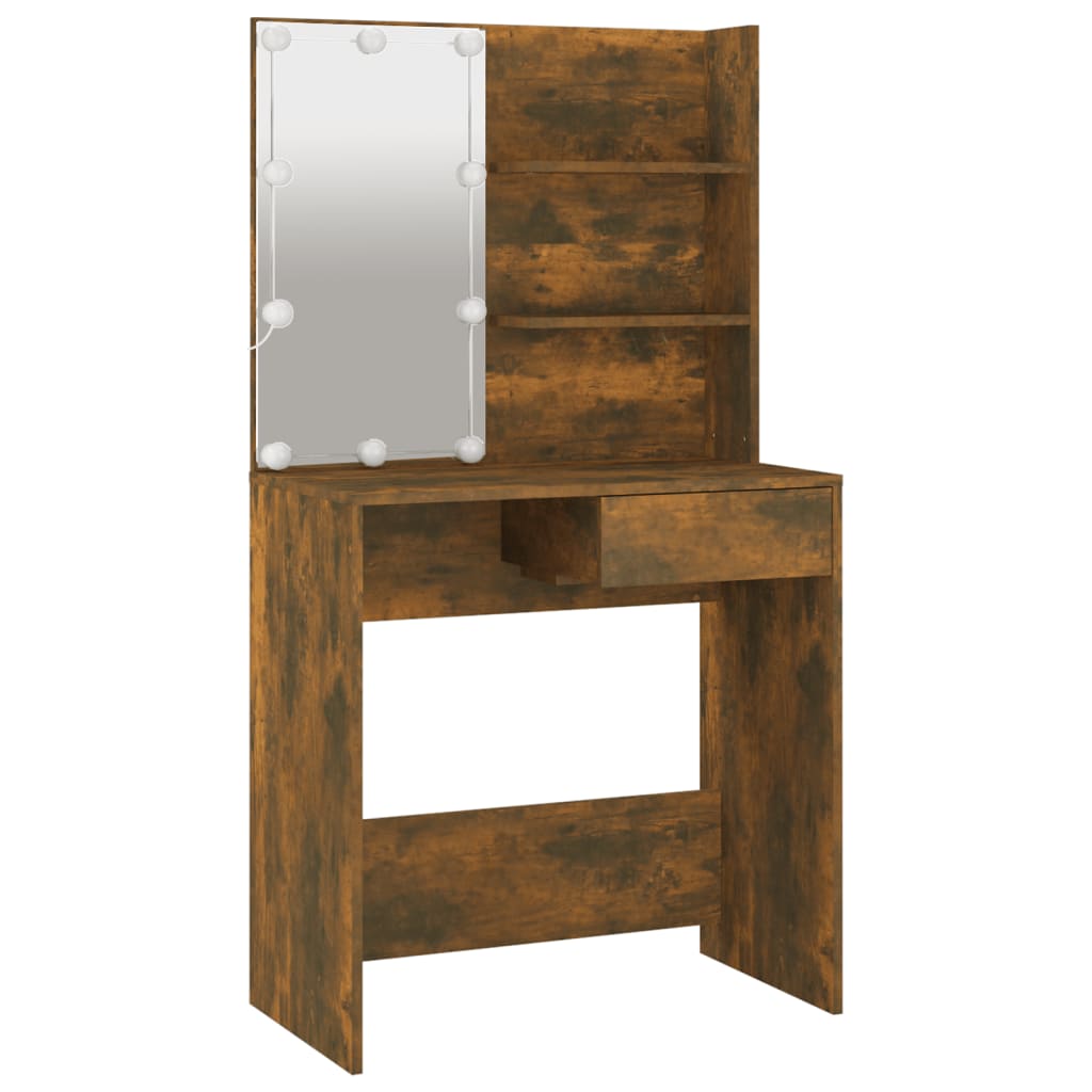 Set Tavolo Da Toeletta Con Led Rovere Fumo In Legno Multistrato Talpa