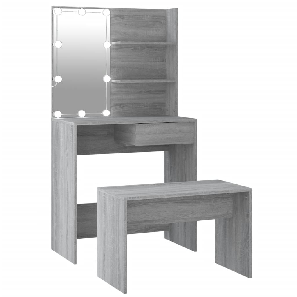 Set Tavolo Da Toeletta Con Led Grigio Sonoma Legno Multistrato Talpa