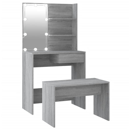 Set Tavolo Da Toeletta Con Led Grigio Sonoma Legno Multistrato Talpa