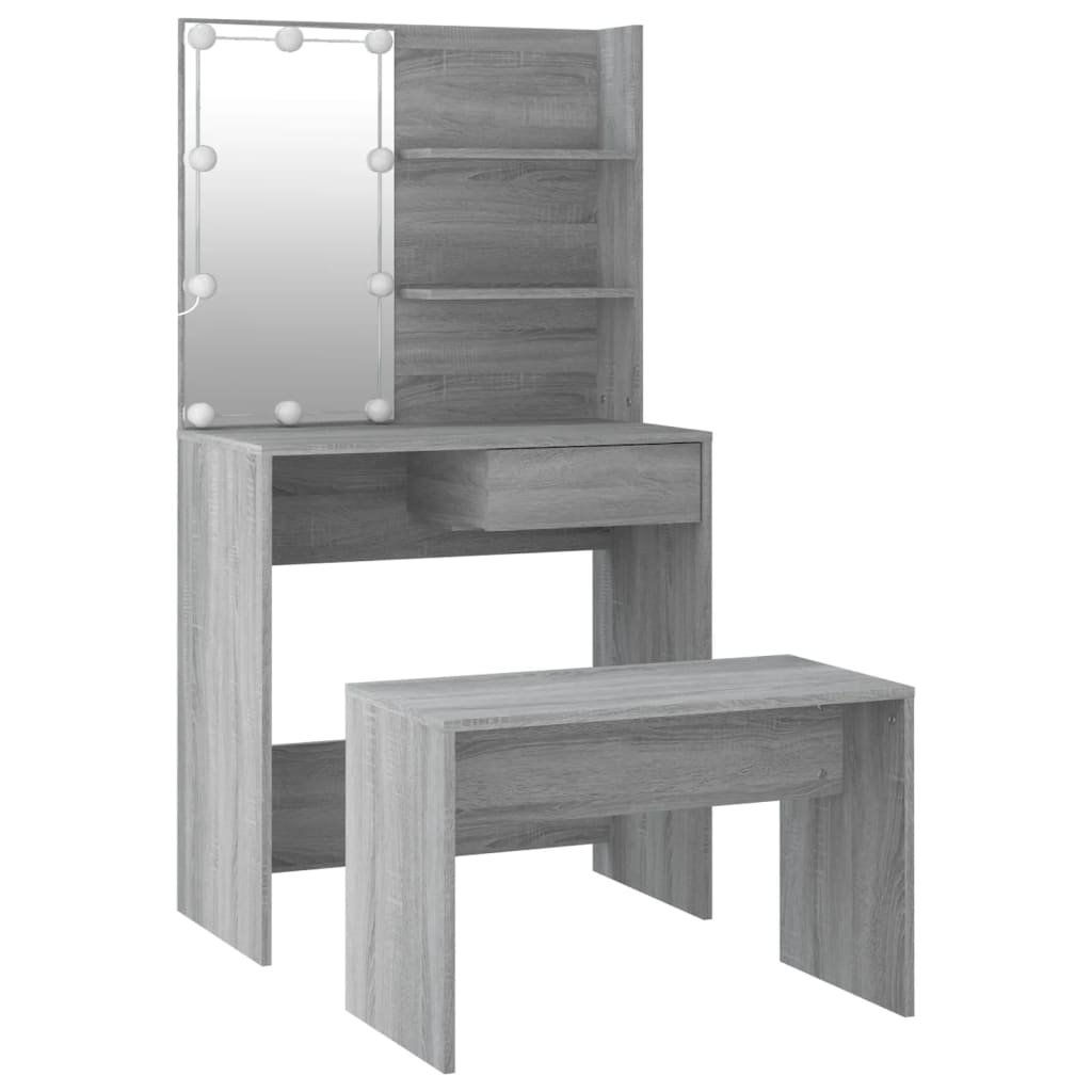 Set Tavolo Da Toeletta Con Led Grigio Sonoma Legno Multistrato Talpa