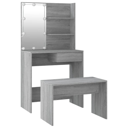 Set Tavolo Da Toeletta Con Led Grigio Sonoma Legno Multistrato Talpa