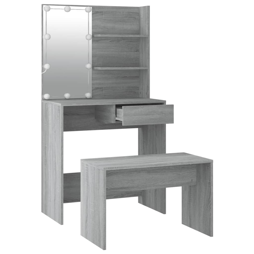 Set Tavolo Da Toeletta Con Led Grigio Sonoma Legno Multistrato Talpa