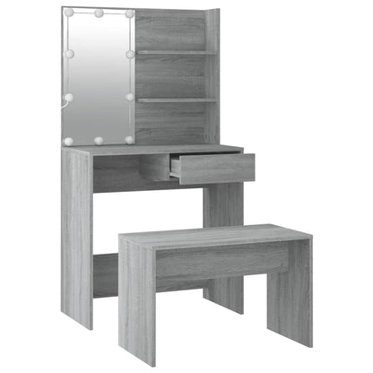 Set Tavolo Da Toeletta Con Led Grigio Sonoma Legno Multistrato Talpa