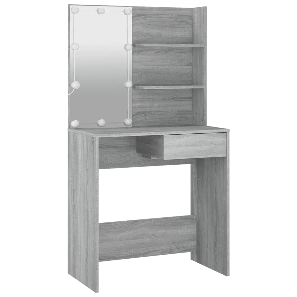 Set Tavolo Da Toeletta Con Led Grigio Sonoma Legno Multistrato Talpa