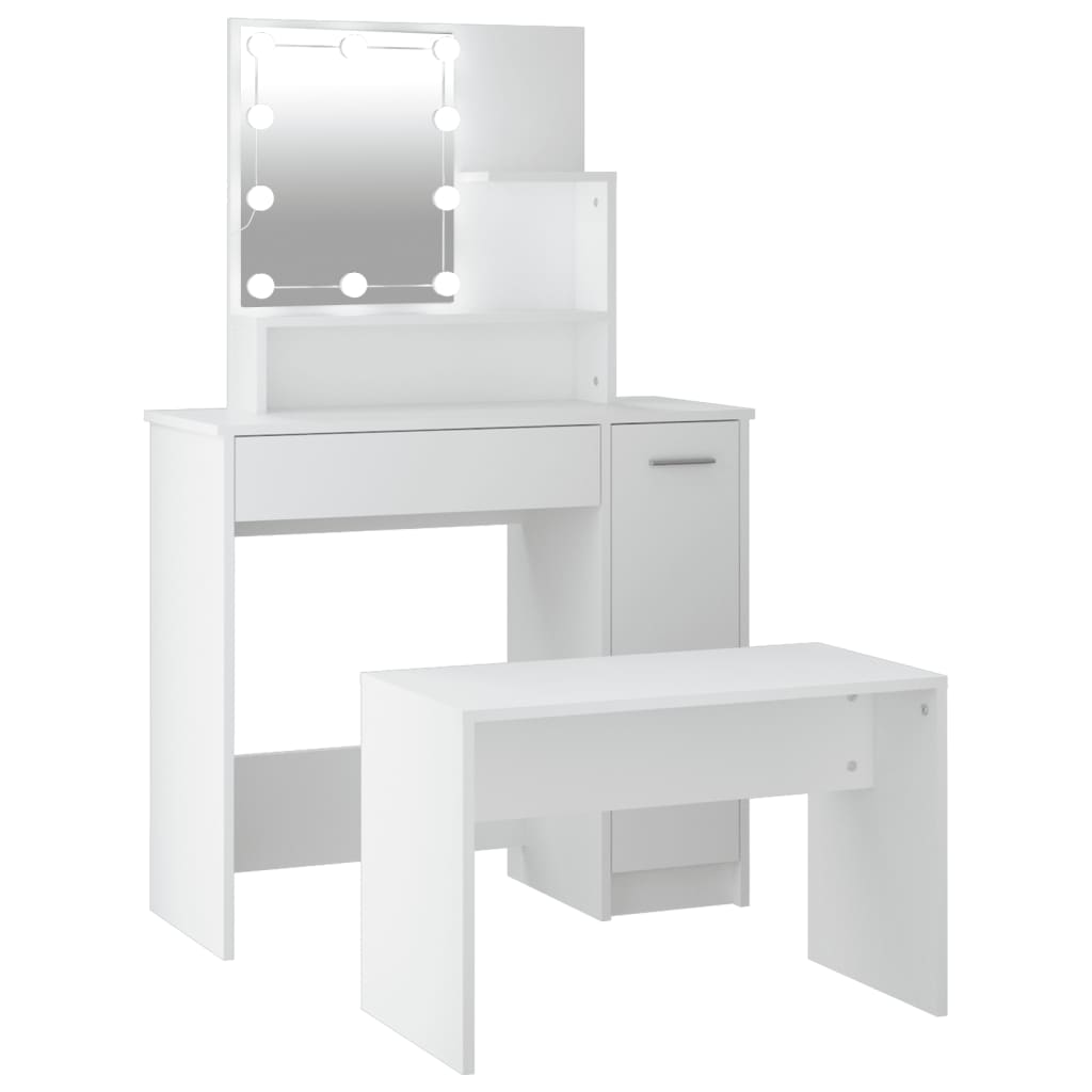Set Tavolo Da Toeletta Bianco Con Led In Legno Multistrato Talpa